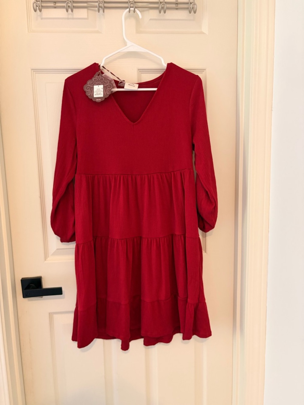 Knox Rose Red Tiered V-Neck Dress